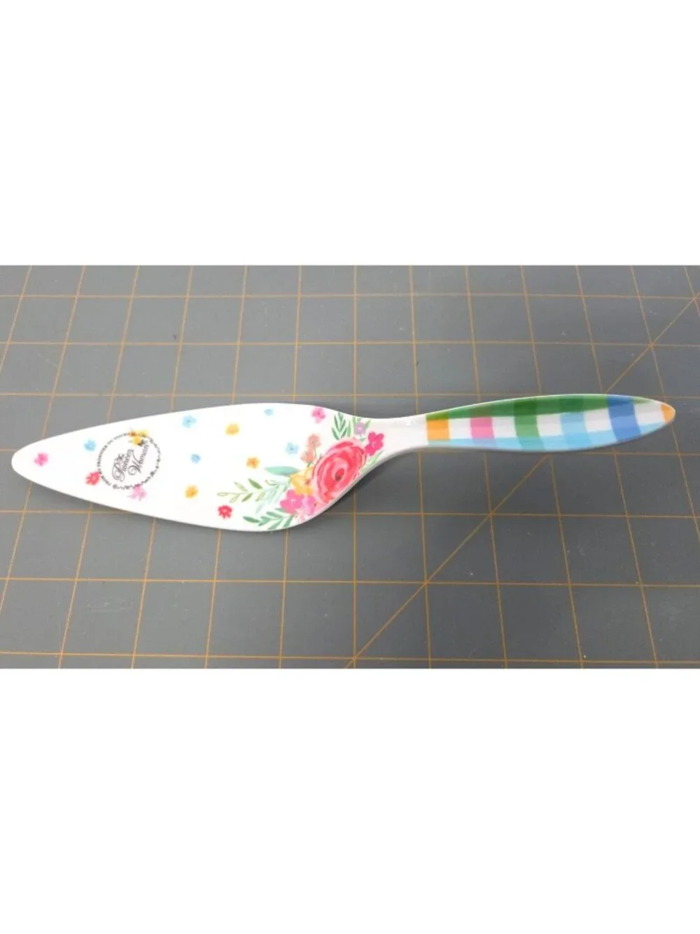 Pioneer Woman Cake & Pie Server Multicolor Floral Melamine Brand New And Pretty